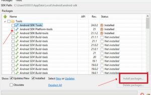 check on android sdk tool