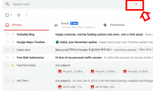 click on the triangle icon in gmail