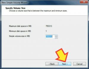 Now Enter the volume