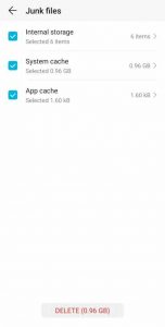Select all and delete cache file