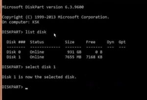 select your disk card