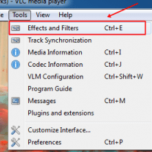 Click on vlc tool option