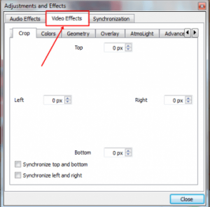 Click on The Video Effects Tab