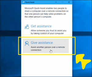 Click on The Give Assistance